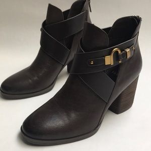 Isola Dark Brown Ankle Boots with Gold Buckle